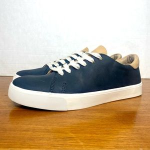 REVITALIGN Navy and Tan Leather Sneakers